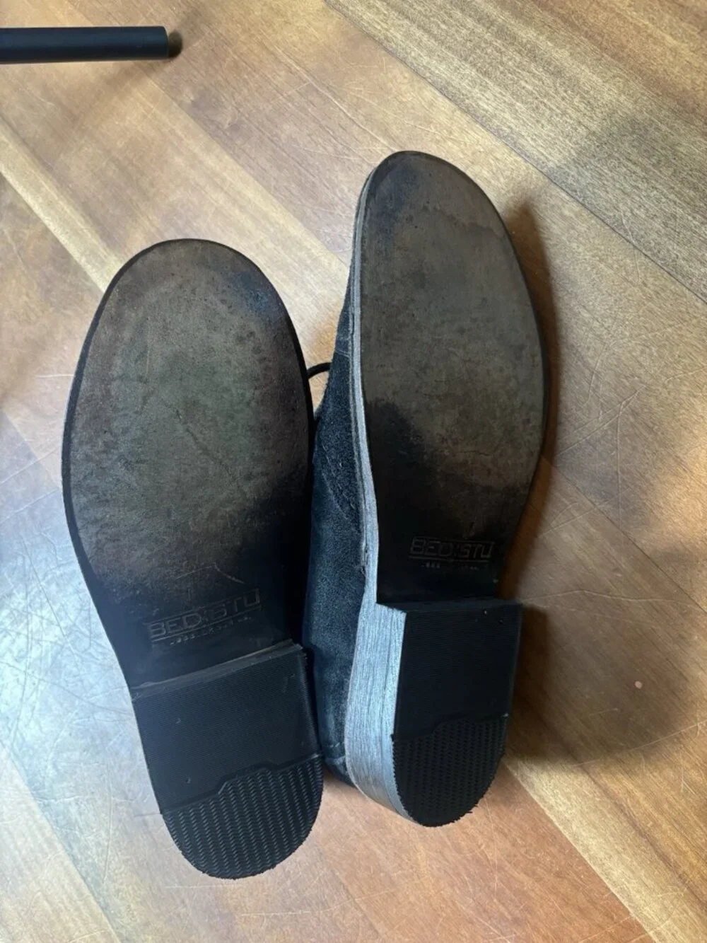 Bed|Stu Men’s Size 10 Black Distressed Leather Lace-Up Oxford Shoes Handmade
